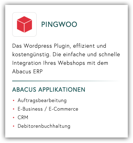 pingwoo - abea schnittstelle woocommerce